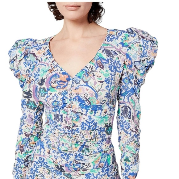 Isabel Marant Bireya Ruched Silk Mini Dress - Picture 3 of 12